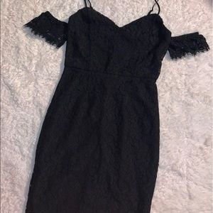 NWOT Dynamite Lace Off the Shoulder Sweetheart Bustier Dress in Black